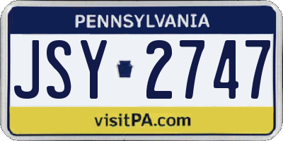 PA license plate JSY2747