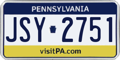 PA license plate JSY2751