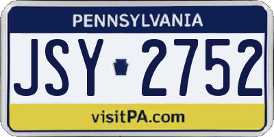 PA license plate JSY2752