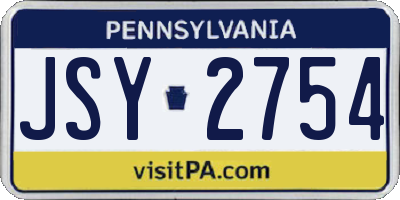 PA license plate JSY2754