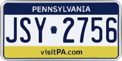 PA license plate JSY2756