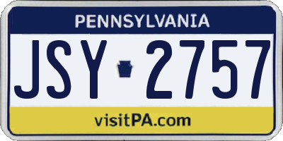 PA license plate JSY2757
