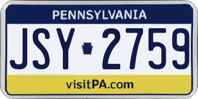 PA license plate JSY2759