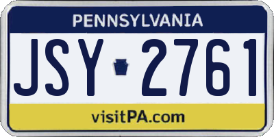 PA license plate JSY2761