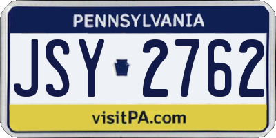 PA license plate JSY2762