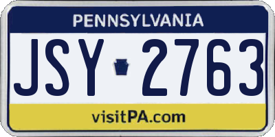 PA license plate JSY2763
