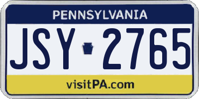 PA license plate JSY2765
