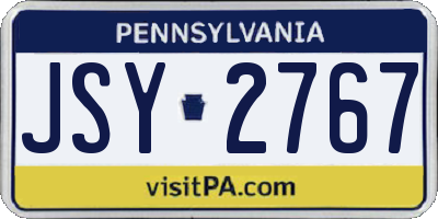 PA license plate JSY2767