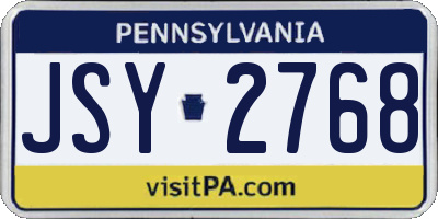 PA license plate JSY2768