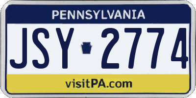 PA license plate JSY2774