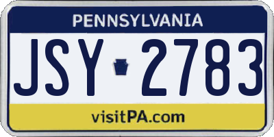 PA license plate JSY2783