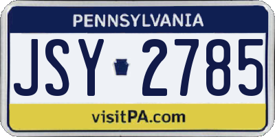 PA license plate JSY2785