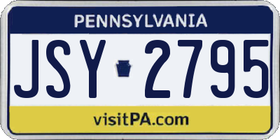 PA license plate JSY2795