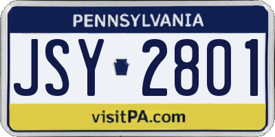 PA license plate JSY2801