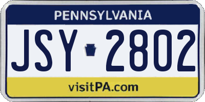 PA license plate JSY2802