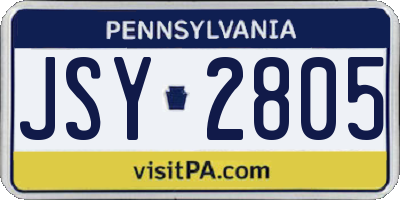 PA license plate JSY2805