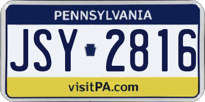 PA license plate JSY2816