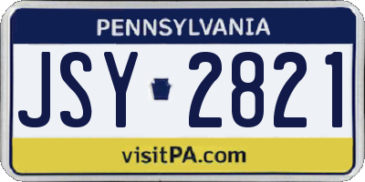 PA license plate JSY2821
