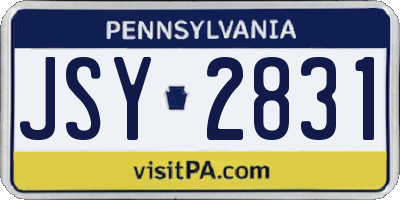 PA license plate JSY2831