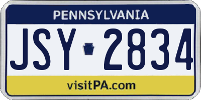 PA license plate JSY2834
