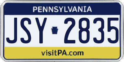 PA license plate JSY2835