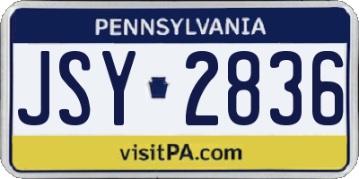 PA license plate JSY2836