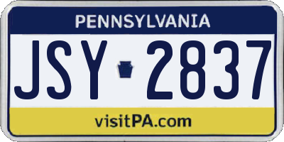 PA license plate JSY2837