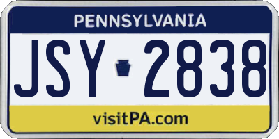 PA license plate JSY2838