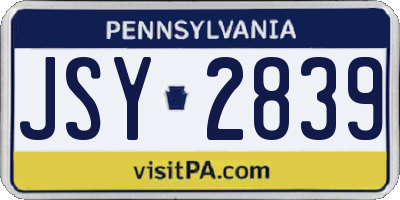 PA license plate JSY2839