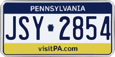 PA license plate JSY2854