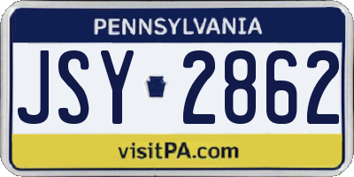 PA license plate JSY2862