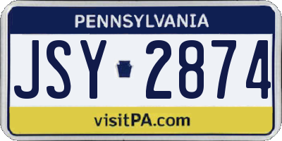 PA license plate JSY2874