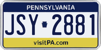 PA license plate JSY2881