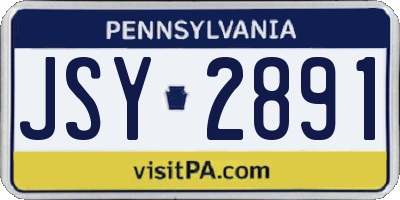 PA license plate JSY2891