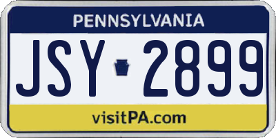 PA license plate JSY2899
