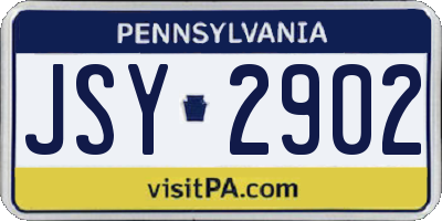 PA license plate JSY2902