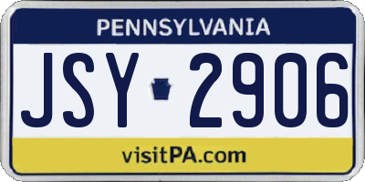 PA license plate JSY2906