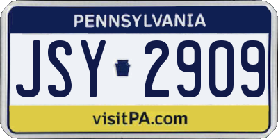 PA license plate JSY2909