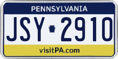 PA license plate JSY2910