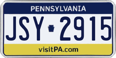 PA license plate JSY2915