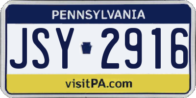 PA license plate JSY2916