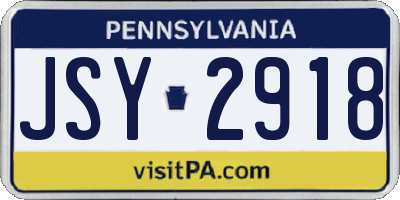 PA license plate JSY2918
