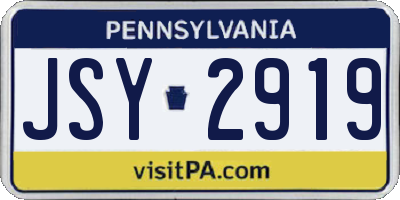 PA license plate JSY2919