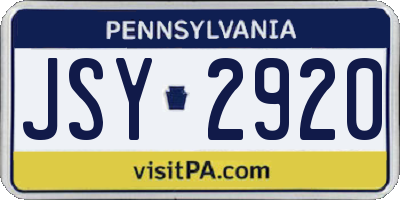 PA license plate JSY2920