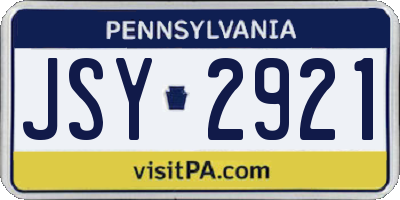 PA license plate JSY2921