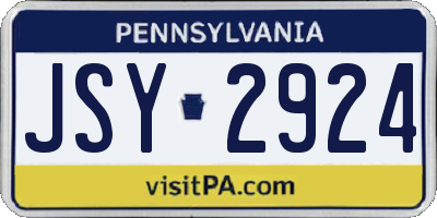 PA license plate JSY2924