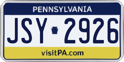 PA license plate JSY2926