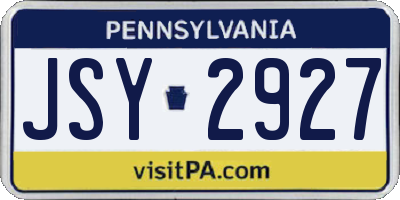 PA license plate JSY2927