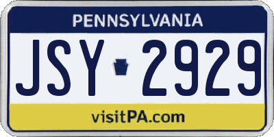 PA license plate JSY2929