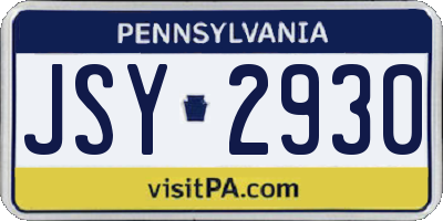 PA license plate JSY2930